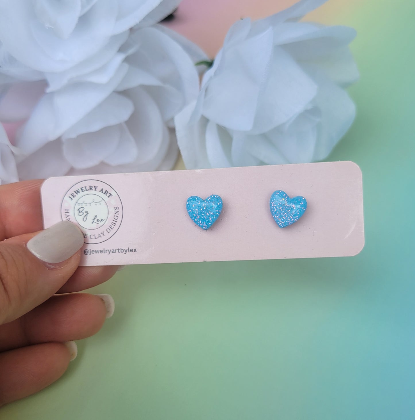 Sky Blue Mini Heart Studs