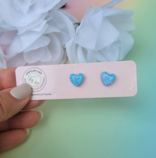 Sky Blue Mini Heart Studs